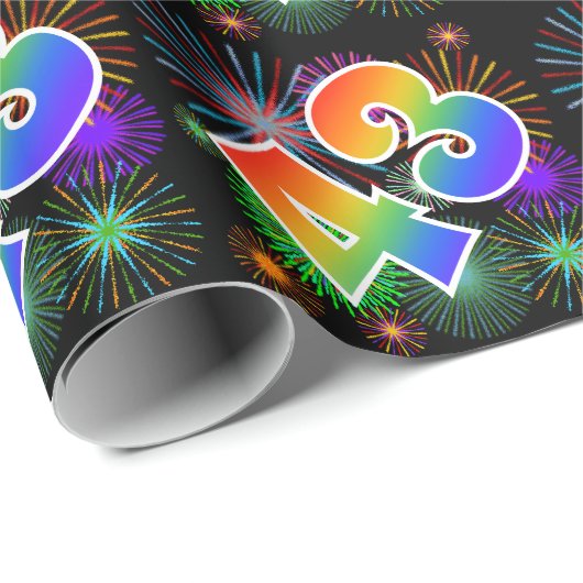 Kleurig Fireworks + Rainboogpatroon "43" Event # Cadeaupapier (Rol Hoek)