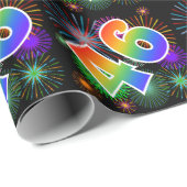 Kleurig Fireworks + Rainboogpatroon "46" Event # Cadeaupapier (Rol Hoek)