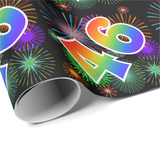 Kleurig Fireworks + Rainboogpatroon "46" Event # Cadeaupapier (Rol Hoek)