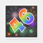 Kleurig Fireworks + Rainboogpatroon "46" Event # Servet (Voorkant)