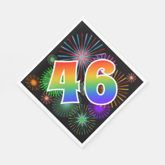 Kleurig Fireworks + Rainboogpatroon "46" Event # Servet (Hoek)