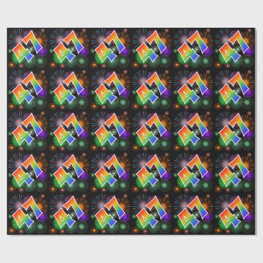 Kleurig Fireworks + Rainboogpatroon "47" Event # Cadeaupapier (Vlak)