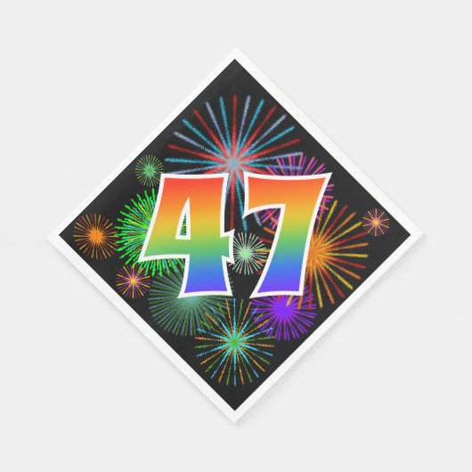 Kleurig Fireworks + Rainboogpatroon "47" Event # Servet (Hoek)