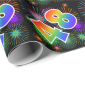 Kleurig Fireworks + Rainboogpatroon "48" Event # Cadeaupapier (Rol Hoek)