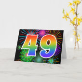 Kleurig Fireworks + Rainboogpatroon "49" Event # Kaart (Gele Bloem)
