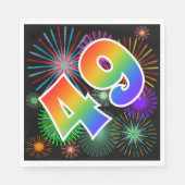 Kleurig Fireworks + Rainboogpatroon "49" Event # Servet (Voorkant)