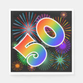 Kleurig Fireworks + Rainboogpatroon "50" Event # Servet (Voorkant)