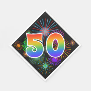Kleurig Fireworks + Rainboogpatroon "50" Event # Servet