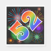 Kleurig Fireworks + Rainboogpatroon "52" Event # Servet (Voorkant)