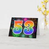 Kleurig Fireworks + Rainboogpatroon "53" Event # Kaart (Gele Bloem)