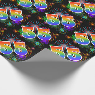 Kleurig Fireworks + Rainboogpatroon "55" Event # Cadeaupapier