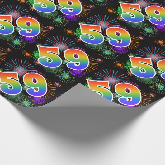 Kleurig Fireworks + Rainboogpatroon "59" Event # Cadeaupapier (Hoek)