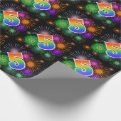 Kleurig Fireworks + Rainboogpatroon "5" Event # Cadeaupapier (Hoek)