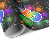 Kleurig Fireworks + Rainboogpatroon "5" Event # Cadeaupapier (Rol Hoek)