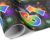 Kleurig Fireworks + Rainboogpatroon "61" Event # Cadeaupapier (Rol Hoek)
