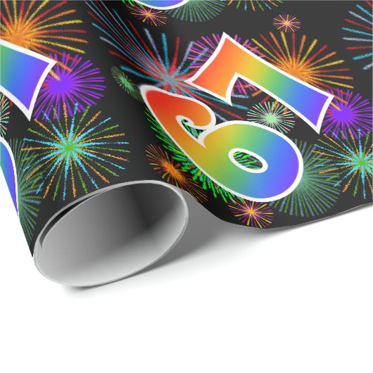 Kleurig Fireworks + Rainboogpatroon "67" Event # Cadeaupapier (Rol Hoek)