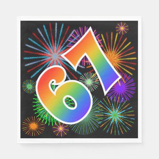 Kleurig Fireworks + Rainboogpatroon "67" Event # Servet (Voorkant)