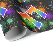 Kleurig Fireworks + Rainboogpatroon "77" Event # Cadeaupapier (Rol Hoek)