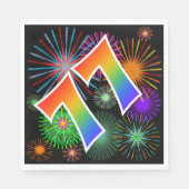 Kleurig Fireworks + Rainboogpatroon "77" Event # Servet (Voorkant)