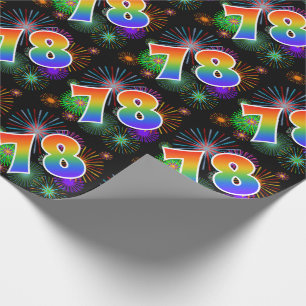 Kleurig Fireworks + Rainboogpatroon "78" Event # Cadeaupapier
