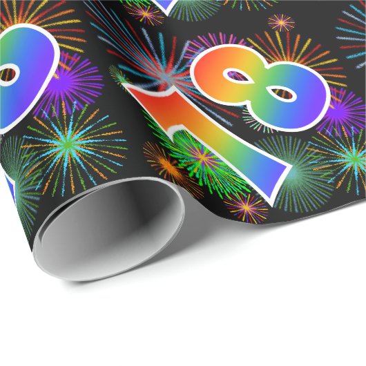 Kleurig Fireworks + Rainboogpatroon "78" Event # Cadeaupapier (Rol Hoek)