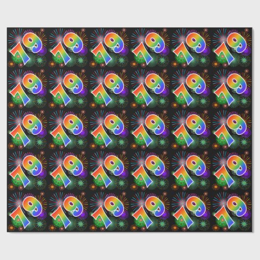Kleurig Fireworks + Rainboogpatroon "79" Event # Cadeaupapier (Vlak)