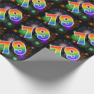 Kleurig Fireworks + Rainboogpatroon "79" Event # Cadeaupapier