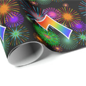 Kleurig Fireworks + Rainboogpatroon "7" Event # Cadeaupapier (Rol Hoek)