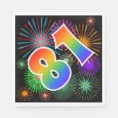 Kleurig Fireworks + Rainboogpatroon "81" Event # Servet (Voorkant)