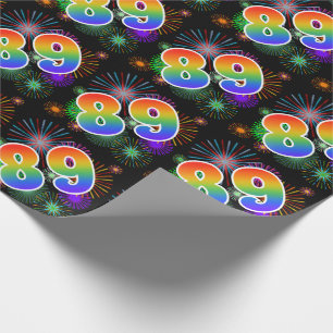 Kleurig Fireworks + Rainboogpatroon "89" Event # Cadeaupapier