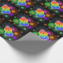 Kleurig Fireworks + Rainboogpatroon "8" Event # Cadeaupapier