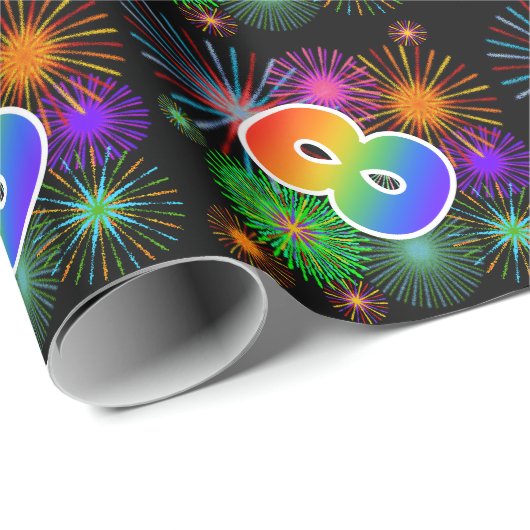 Kleurig Fireworks + Rainboogpatroon "8" Event # Cadeaupapier (Rol Hoek)