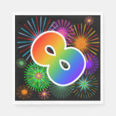 Kleurig Fireworks + Rainboogpatroon "8" Event # Servet (Voorkant)