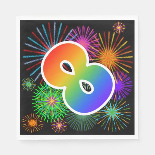 Kleurig Fireworks + Rainboogpatroon "8" Event # Servet (Voorkant)