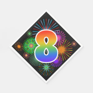 Kleurig Fireworks + Rainboogpatroon "8" Event # Servet