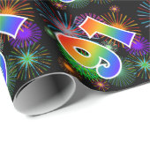 Kleurig Fireworks + Rainboogpatroon "91" Event # Cadeaupapier (Rol Hoek)