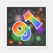 Kleurig Fireworks + Rainboogpatroon "91" Event # Servet (Voorkant)