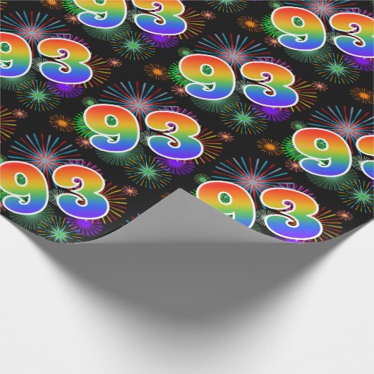 Kleurig Fireworks + Rainboogpatroon "93" Event # Cadeaupapier (Hoek)
