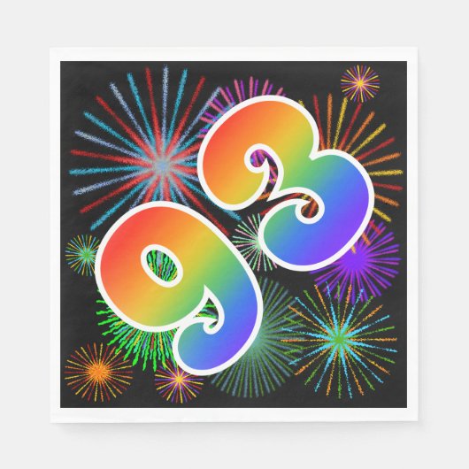 Kleurig Fireworks + Rainboogpatroon "93" Event # Servet (Voorkant)
