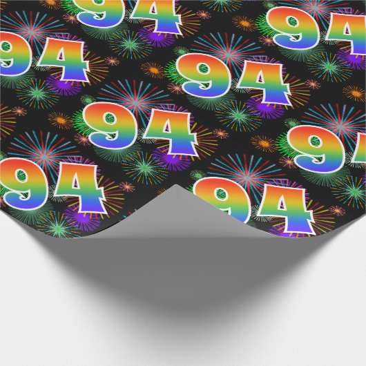 Kleurig Fireworks + Rainboogpatroon "94" Event # Cadeaupapier (Hoek)