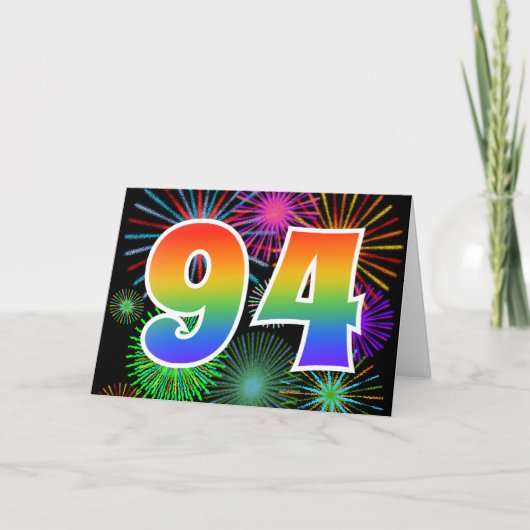 Kleurig Fireworks + Rainboogpatroon "94" Event # Kaart (Voorkant)
