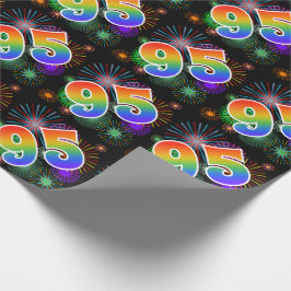 Kleurig Fireworks + Rainboogpatroon "95" Event # Cadeaupapier
