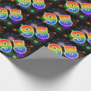 Kleurig Fireworks + Rainboogpatroon "95" Event # Cadeaupapier