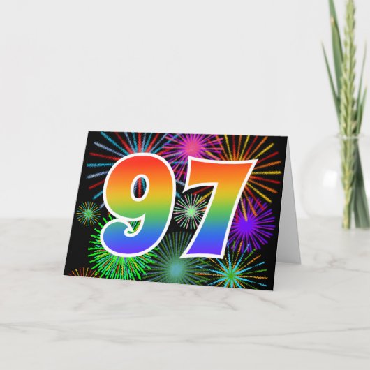 Kleurig Fireworks + Rainboogpatroon "97" Event # Kaart (Voorkant)
