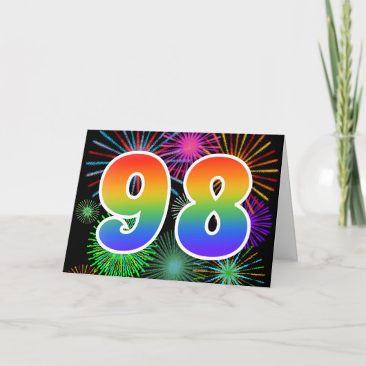 Kleurig Fireworks + Rainboogpatroon "98" Event # Kaart (Voorkant)