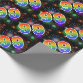 Kleurig Fireworks + Rainboogpatroon "99" Event # Cadeaupapier (Hoek)