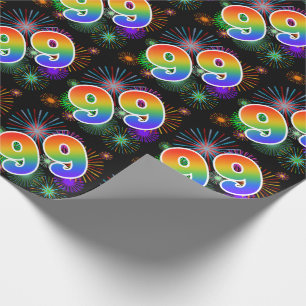 Kleurig Fireworks + Rainboogpatroon "99" Event # Cadeaupapier
