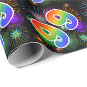 Kleurig Fireworks + Rainboogpatroon "99" Event # Cadeaupapier (Rol Hoek)