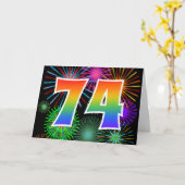 Kleurig Fireworks + Rainbow Pattern "74"-event # Kaart (Gele Bloem)