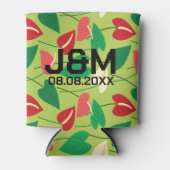 Kleurig flamingo bloespatroon blikjeskoeler (Voorkant)